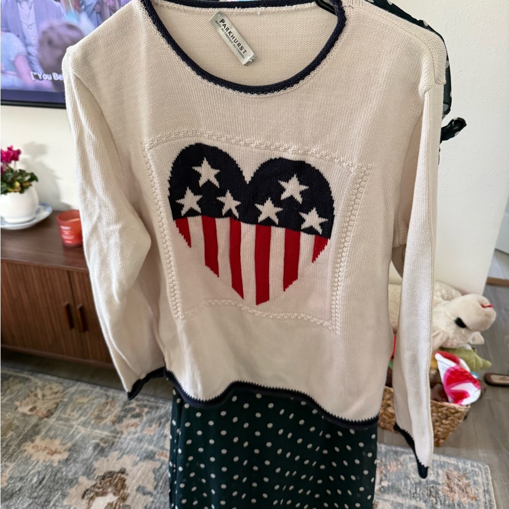 Heart Sweater - Cream and Navy